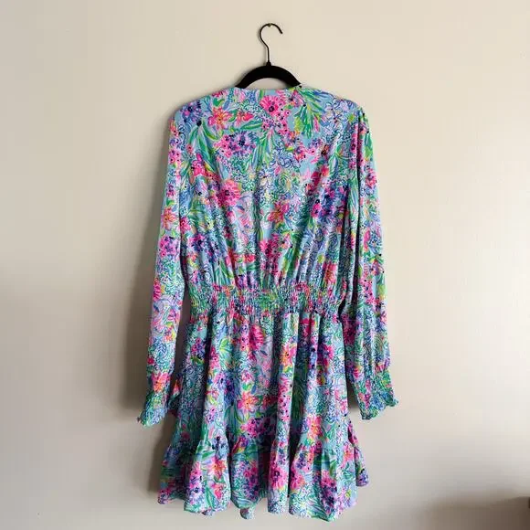 Lilly Pulitzer Amalfi Blue Alligator Isle Cristiana V Neck Stretch Mini Dress 14 - Picture 9 of 11